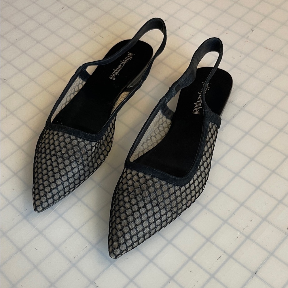 Jeffrey Campbell Black Mesh Pointed Flats